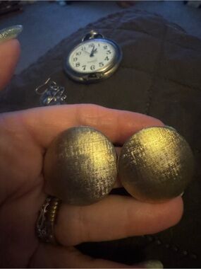 Classic Round Metallic Earrings - Gold Tone
